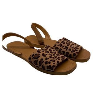 Forever 21 Women's Brown Leopard Slingback Flat Sandals Size 8